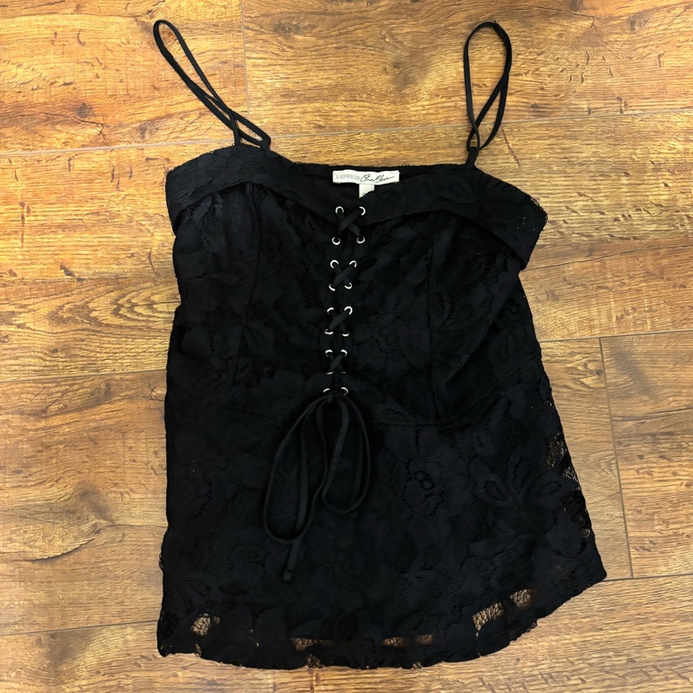 Express Black Lace-Up Camisole
